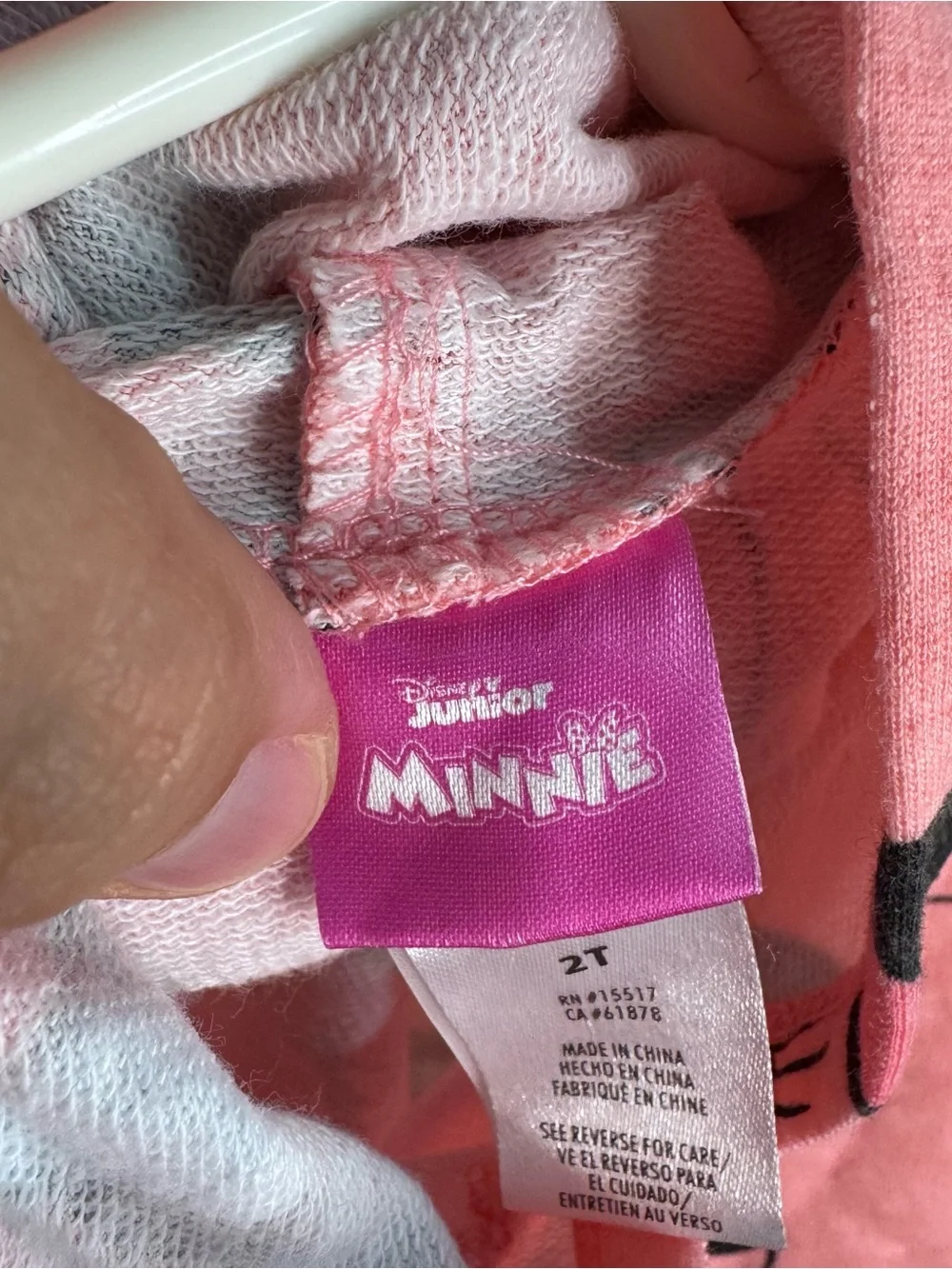 Disney Junior Minnie Mouse Pink Hoodie Top 2T All Over Print